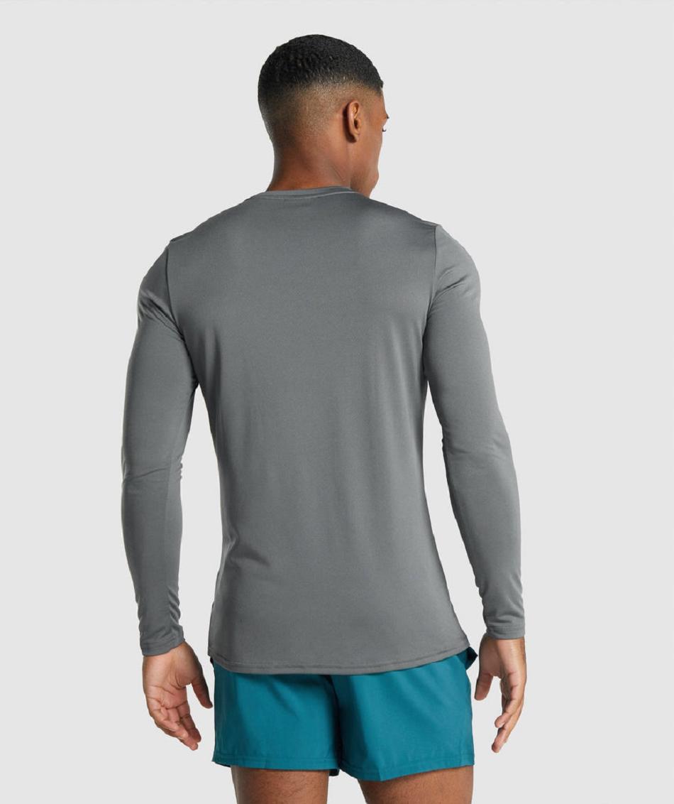 Long Sleeve Gymshark Arrival Estampadas Hombre Gris | CO 3504ILH